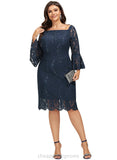 Harmony Sheath/Column Off the Shoulder Knee-Length Lace Evening Dress With Sequins STIP0020956