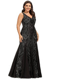 Aria Trumpet/Mermaid V-Neck Floor-Length Chiffon Sequin Evening Dress STIP0020862