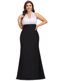 Kailey Empire Halter Floor-Length Chiffon Evening Dress With Pleated STIP0020952