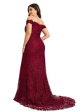 Shyann Trumpet/Mermaid Off the Shoulder Sweep Train Lace Evening Dress STIP0020819