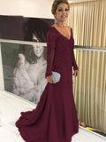 Heidi Sheath/Column Tulle Applique V-neck Long Sleeves Sweep/Brush Train Mother of the Bride Dresses STIP0020380