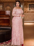 Monique Sheath/Column Lace Applique Scoop Long Sleeves Floor-Length Mother of the Bride Dresses STIP0020399