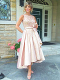 Casey A-Line/Princess Satin Bowknot Scoop Sleeveless Asymmetrical Mother of the Bride Dresses STIP0020403