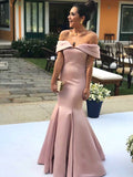 Perla Trumpet/Mermaid Satin Ruffles Off-the-Shoulder Sleeveless Floor-Length Mother of the Bride Dresses STIP0020423