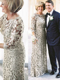 Abby Sheath/Column Lace Sash/Ribbon/Belt Scoop 3/4 Sleeves Floor-Length Mother of the Bride Dresses STIP0020285