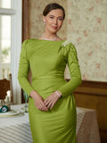 Zoey Sheath/Column Jersey Ruched Scoop Long Sleeves Floor-Length Mother of the Bride Dresses STIP0020352