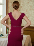 Taniyah Sheath/Column Stretch Crepe Beading V-neck Sleeveless Floor-Length Mother of the Bride Dresses STIP0020330