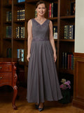 Kay A-Line/Princess Chiffon Applique V-neck Sleeveless Ankle-Length Mother of the Bride Dresses STIP0020365