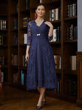 Mariah A-Line/Princess Chiffon Ruched V-neck Sleeveless Tea-Length Mother of the Bride Dresses STIP0020277