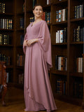 Valentina A-Line/Princess Chiffon Ruched V-neck 3/4 Sleeves Floor-Length Mother of the Bride Dresses STIP0020251