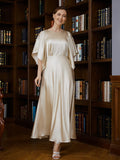 Macie A-Line/Princess Silk like Satin Ruched Scoop 1/2 Sleeves Ankle-Length Mother of the Bride Dresses STIP0020243