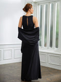 Karly Sheath/Column Jersey Ruched V-neck Sleeveless Floor-Length Mother of the Bride Dresses STIP0020246