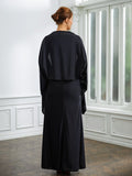 Karly Sheath/Column Jersey Ruched V-neck Sleeveless Floor-Length Mother of the Bride Dresses STIP0020246