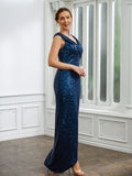 Nevaeh Sheath/Column Ruched V-neck Sleeveless Floor-Length Mother of the Bride Dresses STIP0020240