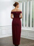 Marissa Sheath/Column Stretch Crepe Ruched Off-the-Shoulder Sleeveless Floor-Length Mother of the Bride Dresses STIP0020245