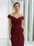 Marissa Sheath/Column Stretch Crepe Ruched Off-the-Shoulder Sleeveless Floor-Length Mother of the Bride Dresses STIP0020245