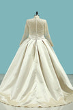 2024 Wedding Dresses A Line High Neck Satin P68DT79B