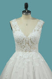 2024 Tulle Wedding Dresses V Neck A Line With Applique PGP8APCC