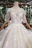 2024 Ball Gown Wedding Dresses Scoop Half Sleeves Appliques 2 PGJ633GZ