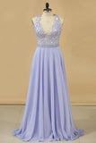 2024 A Line V Neck Prom Dresses Chiffon With Applique PXCPFMFY