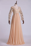 2024 Best Selling Prom Dresses Long Sleeves A Line V Neck PRLXPB62