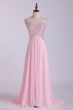 2024 Sexy Open Back Prom Dress Sweetheart A Line Floor Length Chiffon PS8P2GYK