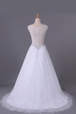 2024 V-Neck A Line Wedding Dresses Tulle Beaded Bodice P8PASBZZ