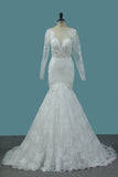 2024 Tulle Mermaid Wedding Dresses Scoop Long P7J3XK77