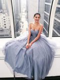 Sparkly Ball Gown Strapless Grey Sweetheart Long Prom Dresses, Evening Dresses STI15535