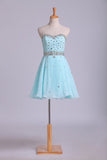 2024 Homecoming Dresses A Line Mini Sweetheart Chiffon With P14PK95J