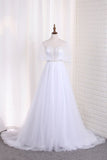 2024 Tulle A Line Sweetheart Beaded Bodice Wedding PYKHD3XX