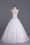 2024 Wedding Dresses A-Line Sweetheart See Through Tulle With Pearls Lace Up PAZTTQ6Q