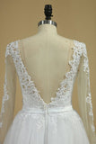 2024 Boat Neck Wedding Dresses A-Line Long Sleeves PQEYRXYM