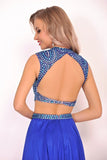 2024 Two-Piece High Neck Beaded Bodice A Line Chiffon PDYHYN5K