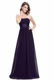 Chiffon Sweetheart Neck A Line Sleeveless Wedding Bridesmaid Long Evening Festive PRH722AA