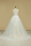 2024 A Line Straps Prom Dress Tulle With Beads And Applique Floor PS5D6M4J