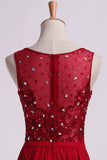 2024 Bateau Prom Dresses A Line Floor Length With Embroidery&Beads PBLFJL5F