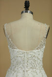 2024 Chiffon Spaghetti Straps Beaded Bodice Wedding Dresses P4HAFQJ5