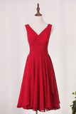 2024 V Neck Chiffon Bridesmaid Dresses With Ruffles A PSL7QFA1