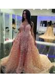 2024 Tulle V Neck With Applique Prom Dresses Mermaid Court PNXGTX9E