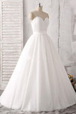 White A Line Floor Length Sweetheart Sleeveless Layers Wedding Dresses