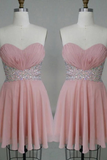 Strapless A-Line Sweetheart Beading Chiffon Sleeveless Homecoming Dresses