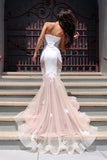 Trumpet Sweetheart Sleeveless Tulle Court Train Prom Dresses