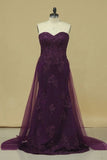 2024 Sweetheart With Beads And Applique Prom Dresses PJR5Y8SD