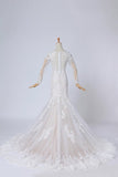 2024 Bateau Long Sleeves Wedding Dress Mermaid/Trumpet Court Trian With P6Q27YTX