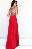 Stunning Prom Dresses Champagne Beaded Bodice And Back A-Line Scoop PJC8TKJS