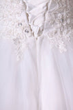 2024 High Neck A Line Wedding Dresses Tulle With Applique & P482CQAJ