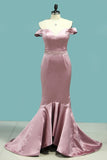 2024 Bridesmaid Dresses Mermaid Off The Shoulder Satin PZHH3SRD