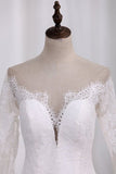 2024 Wedding Dresses Long Sleeves Scoop Mermaid Tulle PKG418MQ