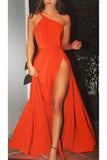 2024 Evening Dresses A Line One Shoulder Chiffon With Slit PR9T9S3M